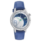 Fastrack, Women's  Watch Analog, Silver & Blue Dial  Blue Leather Band, 6194SL01